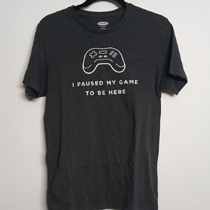 Old Navy Gray White Graphic T Shirt with Game Controller Print Size Small